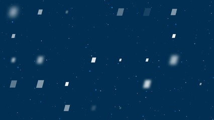 Poster - Template animation of evenly spaced parallelogram symbols of different sizes and opacity. Animation of transparency and size. Seamless looped 4k animation on dark blue background with stars