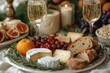 © yuliachupina - A visually diverse and appetizing assortment of breakfast foods arranged on an elegant table setting.