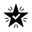Star icon. Star with check mark. Black star icon on white background. Vector illustration