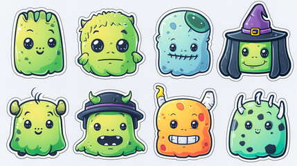 Wall Mural - cute frankenstein stickers collection