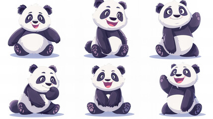 Wall Mural - funny comic panda stickers collection