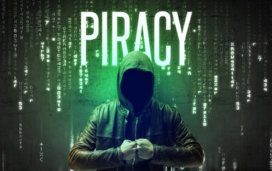 Poster - Faceless hacker with inscription concept concept