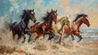 Horse oil painting present strength and progress