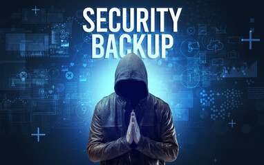 Fototapete - Faceless man with online security concept