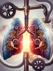 Wall Mural - A steampunk-inspired depiction of the respiratory system