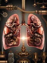 Wall Mural - A steampunk-inspired depiction of the respiratory system