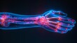 X-ray of human hand bones on black background, 3D