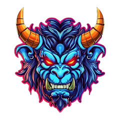 Wall Mural - Orc Warlord Mascot Isolated on Transparent Background. Monster Warrior Chieftain Emblem. Scary Monster Illustration for T-shirt Design