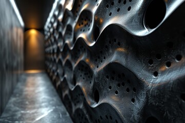 Poster - An up-close perspective of a perforated metal surface, showcasing an artistic interpretation and intricate detail