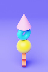 Poster - Abstract composition of a pyramid from various shapes. 3D rendering of digital illustration. Abstract figure template