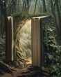 A book with a blank page that turns into a portal to another world