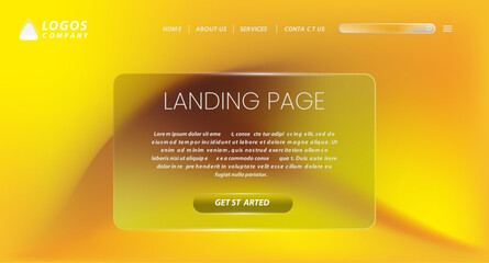 Wall Mural - Realistic glass effect background website and landing page template design