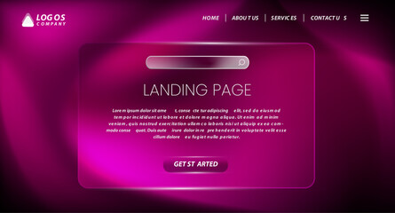 Wall Mural - Realistic glass effect background website and landing page template design