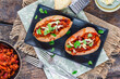 Baked sweet potato with meatless quorn chilli