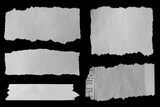 Fototapeta Kuchnia - Five pieces of torn paper on black background