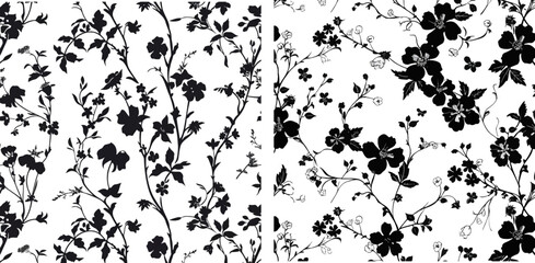 Silhouette floral seamless pattern