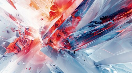 Abstract Background with Coded Patterns: Futuristic Digital Art Wallpaper for Desktop in White, Light Red, and Blue