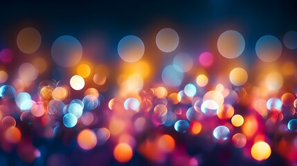 Abstract round colorful bokeh from party lights, Christmas background