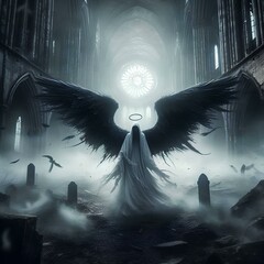 Wall Mural - fallen angel in the temple