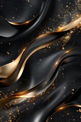 Wall Mural - Opulent Black and Gold Abstract Background: Luxury Design Wallpaper for the Desktop