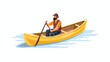 Man row a canoe boat icon. flat vector 