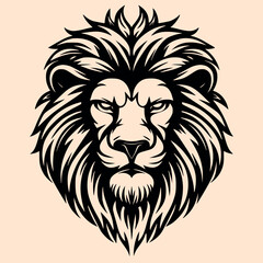 Sticker - Black and White Lion Outline Silhouette Ornament Vector Art for Logo and Icon, Sketch, Tattoo, Clip Art