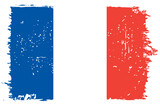 Fototapeta Paryż - France flag - vector flag with stylish scratch effect and white grunge frame.