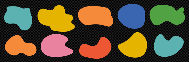 Aufkleber - A set of organic flowing shapes in different colors on a transparent background. Trendy contemporary illustration elements