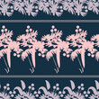 Hand-drawn seamless pattern with floral print. Contour silhouette of flowers, leaves in pink and blue shades. Vector pattern for printing on fabric, gift wrapping, covers, wallpapers.