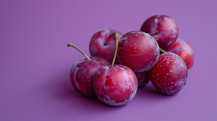 Wall Mural - Fresh plums on purple background. 