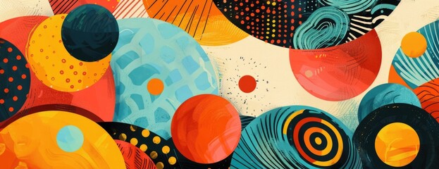 Poster - Psychedelic Retro Fusion: Bold Shapes and Groovy Patterns - Vintage Style Abstract Background