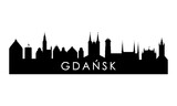 Fototapeta Las - Gdansk skyline silhouette. Black Gdansk city design isolated on white background.
