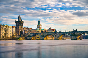 Wall Mural - Cityscape of Prague with medieval towers and colorful buildings, Czech Republic