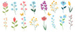© Nadiia - Set of beautiful spring and summer flowers, leaves, plants for creating floral bouquets. Hand drawn vector illustration.