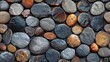 A seamless pattern of round pebbles, arranged in an organic design with space between each stone 
