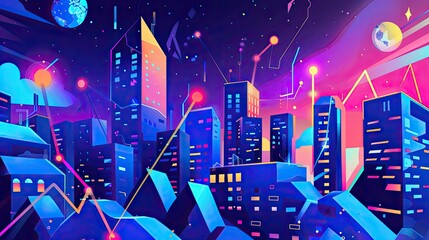 Fototapete - Sleek vector graphics illustrating economic growth.