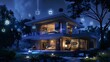 Smart Home Technology Harmonizing Natural Energy Flow in a Modern Nighttime Scene