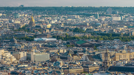 Sticker - Panorama of Paris aerial timelapse, France. Top view from Montmartre viewpoint.