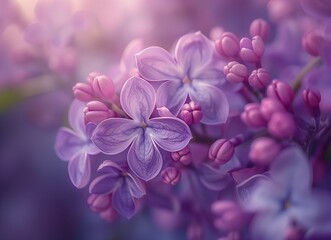 Canvas Print - Dreamy Lilac Blossoms: Close-Up of Delicate Flowers for Springtime Backgrounds