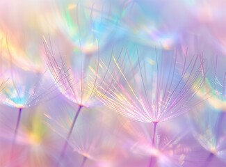 Sticker - Abstract Elegance: Colorful Dandelion Seeds in Soft Focus for Artistic Background Use