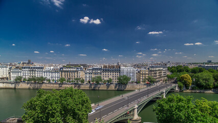 Wall Mural - Panorama of Paris timelapse. View from Arab World Institute Institut du Monde Arabe building. France.