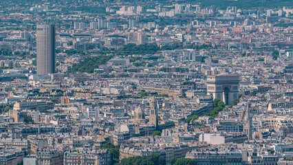 Wall Mural - Top view of Paris skyline from observation deck of Montparnasse tower timelapse. Paris, France