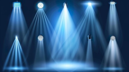 Canvas Print - a crowded concert hall with scene stage lights , rock show performance, with people silhouette, on d
