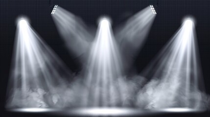 Canvas Print - a crowded concert hall with scene stage lights , rock show performance, with people silhouette, on d