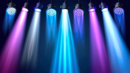Canvas Print - a crowded concert hall with scene stage lights , rock show performance, with people silhouette, on d