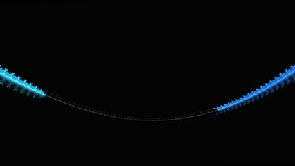 Wall Mural - blue colorful arch curve line flowing on black background. copy space, loop able animation