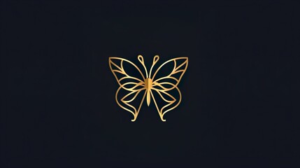 Wall Mural - Vibrant Golden butterfly wallpaper. Decorative gold art. minimalist logo background