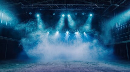 Canvas Print - a crowded concert hall with scene stage lights , rock show performance, with people silhouette, on d