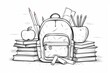 © pixeness - Back to school elements and education doodle clipart sketch outline illustration on white background