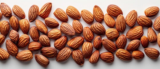 Wall Mural - White background with almonds isolated